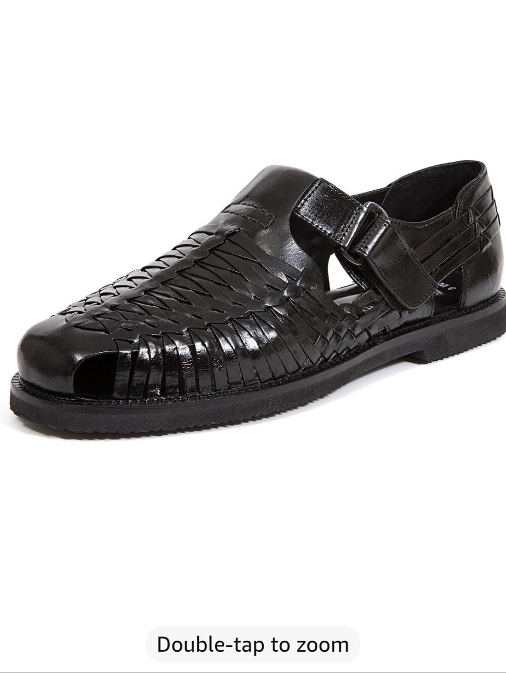 Men's Black Woven Leather Tijuana Sandals with Adjustable Strap